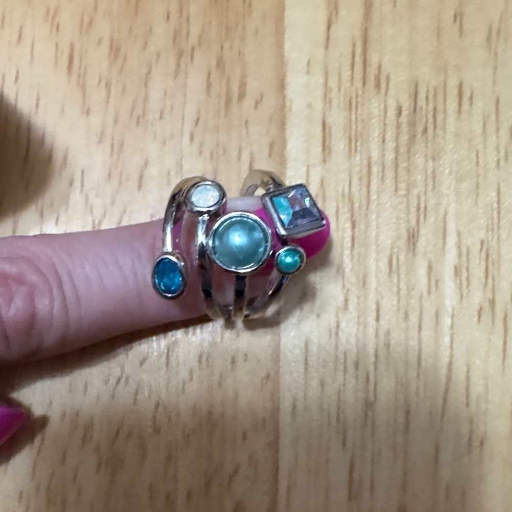 Silver and Blue Gemstone Women's Ring